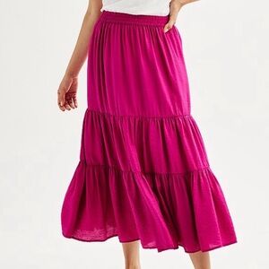 Sonoma Pink Magenta Tiered Skirt. XL